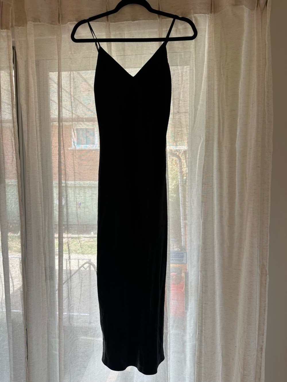 Babaton Black Slip Maxi Dress with Spaghetti Straps